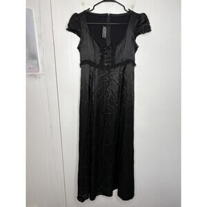 Vintage Lip Service Dress Womens M Helena Maxi Goth Corset Bodice Silky Vamp